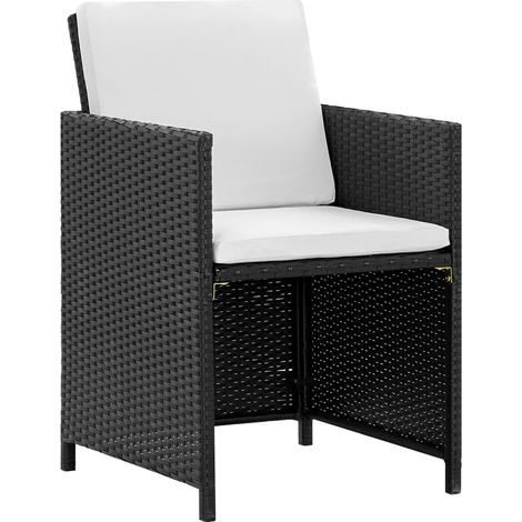 INLIFE Salon de jardin encastrable 11pcs et coussin Rotin naturel Noir (1/5)