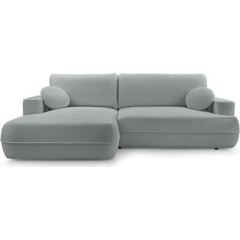 Selsey Fuerro – Ecksofa mit Schlaffunktion, Bettkasten, Ottomane links,Strukturstoff wasserabweisend, Graubeige