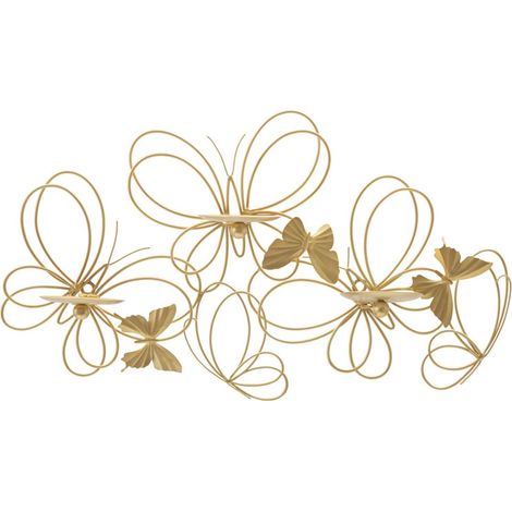 Kerzenhalter Mauro Ferretti Butterflies gold 61 cm Metall Glas