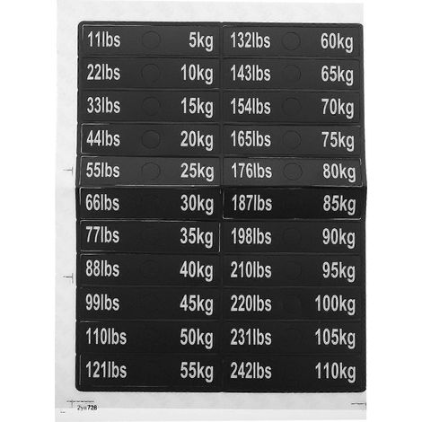 1 jeu d'étiquettes autocollantes numérotées pour blocs de poids de musculation, accessoires pour équipements de gym. (1/5)