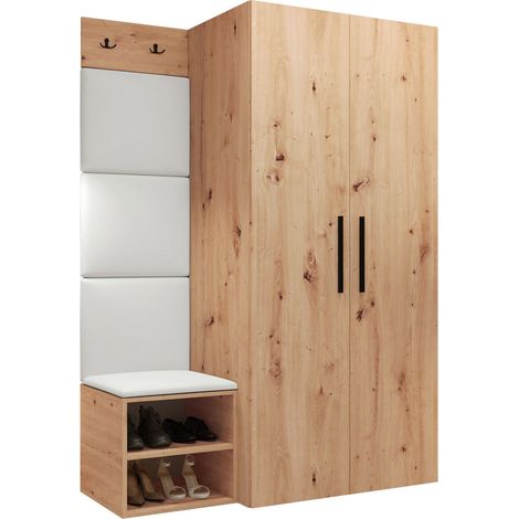 Conjunto para recibidor Nitos IV, Soft 017, 191x122x50cm, Cuero ecológico, Aglomerado laminado, Colocada, Montada en la pared