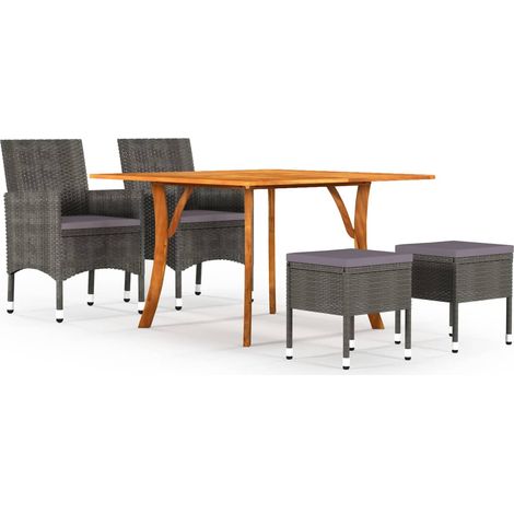 Juego de comedor de jardín de 5 piezas gris vidaXL (1/5)