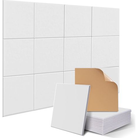 12pcs Panneaux Acoustiques Carrés, 30x30x1cm Panneaux Insonorisants Autocollants, Panneaux Insonorisants Haute Densité pour Studio d'Enregistrement (1/5)