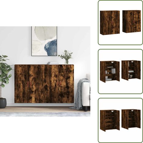 The Living Store Armoires murales 2 pcs chêne fumé 69,5x34x90 cm - Rangement mural (1/5)
