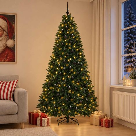 vidaXL Árbol de Navidad artificial verde oscuro con bolas 270 cm (1/5)