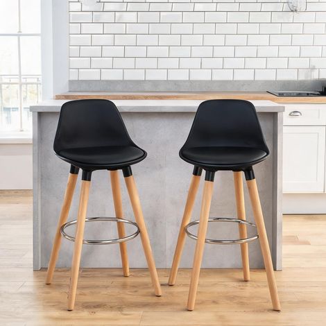 Tabouret de bar noir en PU 43 x 43 x 91 cm (1/5)