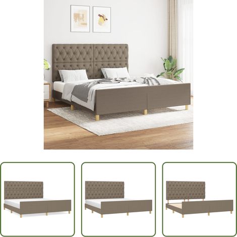 Kopfteil - Bettgestell ohne Matratze Taupe 160x200 cm Stoff (1/5)