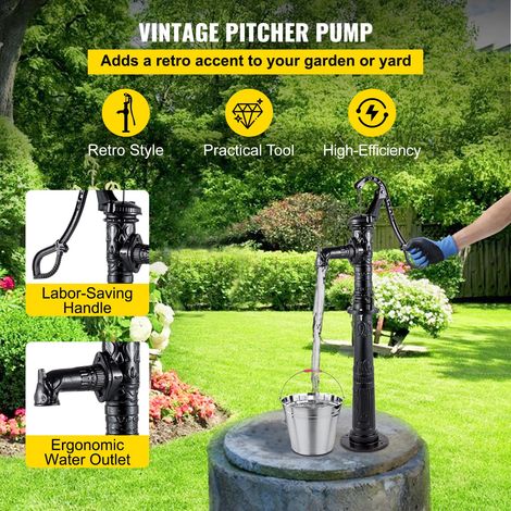 Pompe à Eau Manuelle Fonte + Support Pompe à Main Puits Jardin 135 cm Pompe à Bras Vintage Fontaine 40x15x68 cm Support 67 cm Profo… (1/5)