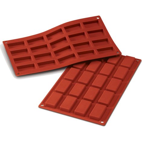 silikomart  SF025 Stampo in Silicone per Monoporzioni FINANZIERI, Antiaderente, 20 Finanzieri, Confezione da 1 Stampo per Dolci, 49 x 26 mm, h11 mm, Made in Italy