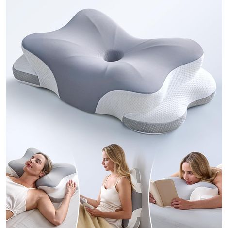 Oreiller cervical en mousse mémoire – Soutien ergonomique 5X – Fraîcheur – Pour dormir sur côté, dos, ventre – Orthopédique (1/5)