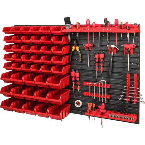 Panneau mural à outils pour garage + 45 plateaux (1/5)