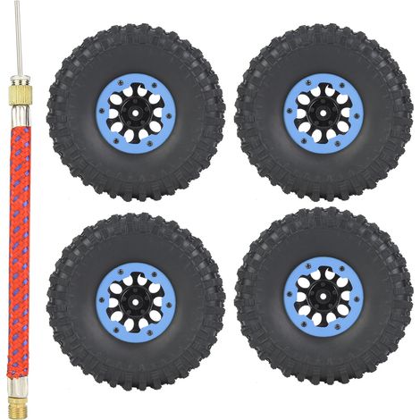 4 pièces moyeux de roue en plastique 1,9" pneus caoutchouc bleu pour accessoire voiture RC Traxxas Axial (1/5)