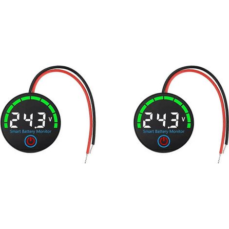 Indicateur de niveau de batterie LED 2X, voltmètre numérique 12V/24V/36V/48V, testeur de charge pour batterie lithium, blanc (1/3)