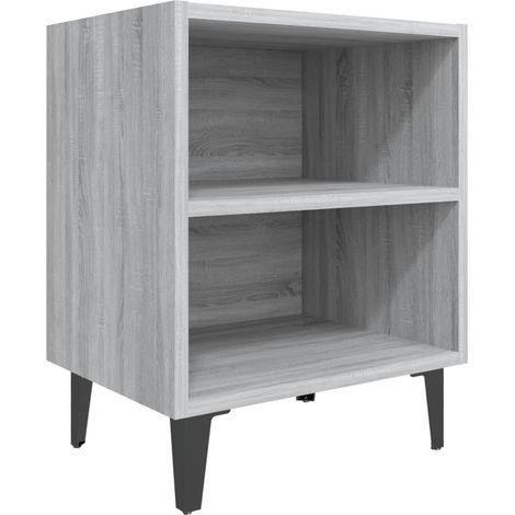 Maison Exclusive - Nachttisch mit Metallbeinen Grau Sonoma 40x30x