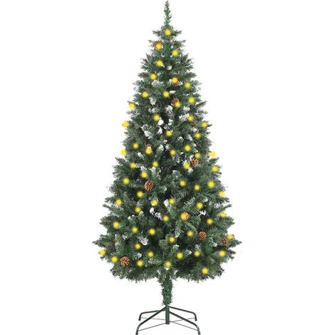 vidaXL Weihnachtsbaum Gefrostet mit Beleuchtung & Zapfen 180 cm