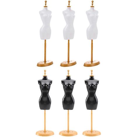 6-teiliges Puppenkleider-Präsentationsregal, kleines Wohnaccessoire (Weiß, Schwarz)-15X8cm (1/3)