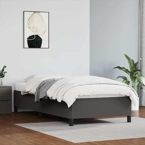 Lit simple pour adulte Moderne - Cadre de lit - Gris 80x200 cm Similicuir BV522001 - BonneVie (1/5)