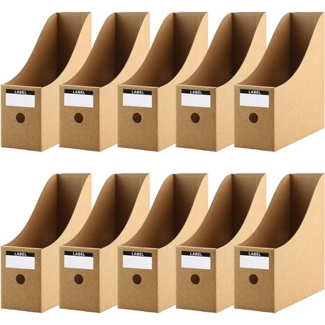 10 Pièces de Porte Revues en Papier Kraft, Solide Porte Documents en Carton avec Étiquettes et avec 10 Compartiments Porte Revue Bureau Rangement de Documents Facile des Livres, Magazines (1/5)