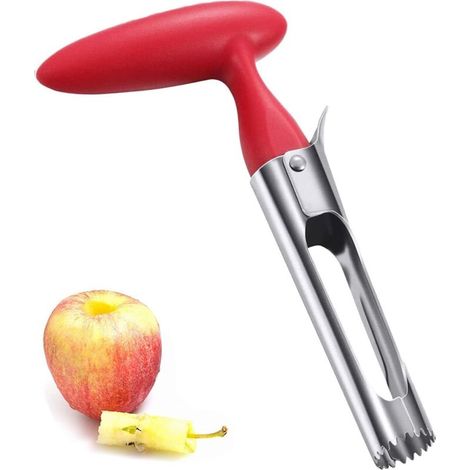 Vide Pomme, Vide Trognon pomme ou de poire en acier inoxydable, Dénoyauteur à Pomme avec Poignée en ABS et Lame Dentelée en Acier Inoxydable (rouge) (1/5)