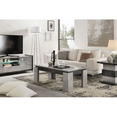 HOFFMAN - Ensemble Meuble TV + Table d'Appoint + Table Basse à 4 Pieds (1/5)