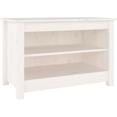 Banc à chaussures bottes commode étagère meuble entrée rangement 70 x 38 x 45,5 cm bois de pin massif blanc