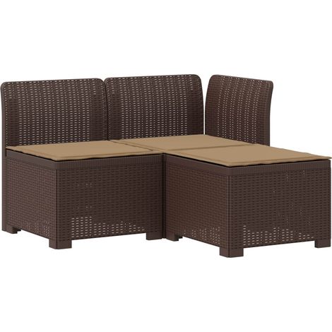Maison Exclusive - 3-Sitzer Garten Sofa mit Kissen Rattan-Look PP (1/5)