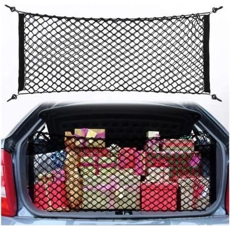 90x40cm Nylon élastique Universelle Voiture Cargo Net, Filet Bagages Fixe, Organisateur de Rangement Arrière De Voiture Coffre - fy (1/4)
