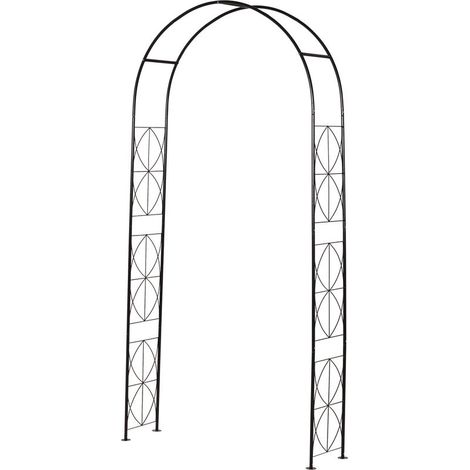 Arche De Jardin - Structure Metallique Avec Treillis - Pour Plantes Grimpantes Et Rosiers - 114 X 30 X 230 Cm - Noir (1/5)