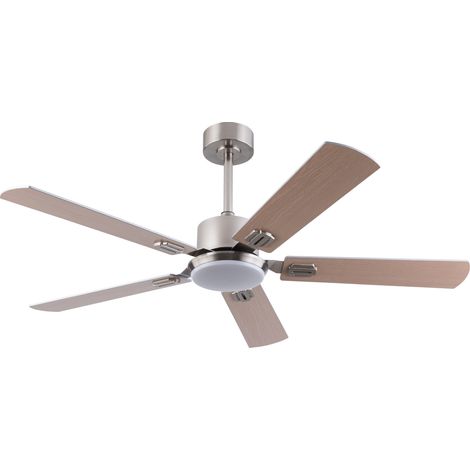 Ventilateur de plafond 52 pouces avec lumière et télécommande, ventilateur de plafond moderne plat pour chambre, 5 pales, éclairage LED à intensité variable, moteur DC réversible à 6 vitesses, fonctio (1/5)