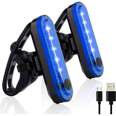 Lot de 2 feux arrière Eye Bike, feux arrière de vélo ultra-lumineux rechargeables par USB, feu arrière LED haute intensité compatible avec tous les vélos de route et casques. (1/2)