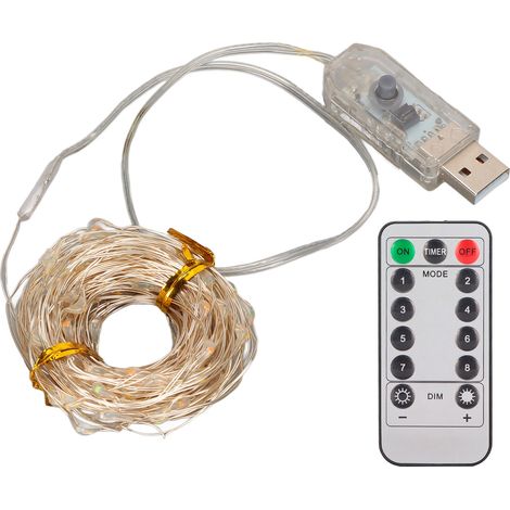 10 Meter lange LED-Lichterkette, 100 LEDs, mit Fernbedienung, 8 Beleuchtungsmodi, USB-betrieben, wasserdicht, ideal für ein Schlafzimmer. (1/5)