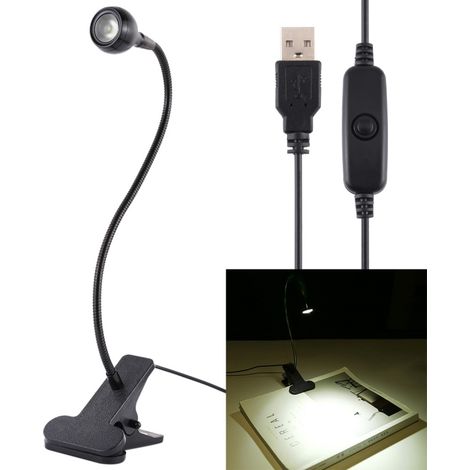 Ampoule LED, 3W, métal, finition noire, USB, à clip, flexible, pour usage résidentiel, commercial ou en remplacement des alimentations conventionnelles.-AquaForge