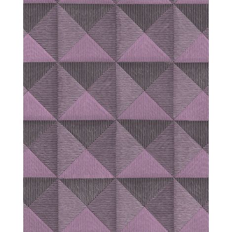 Papier peint à motifs graphiques Profhome BA220066-DI papier peint intissé gaufré à chaud gaufré avec un dessin graphique et des accents métalliques pourpre 5,33 m2 (1/4)