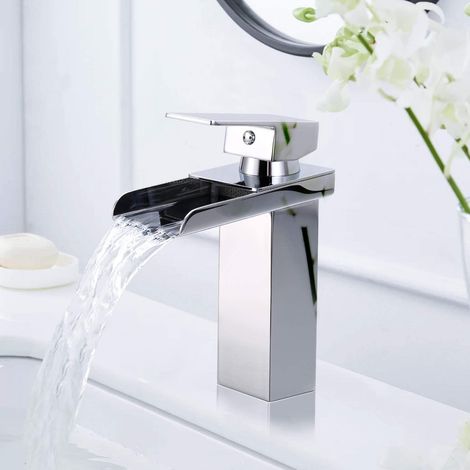 Vtizikl Robinet Salle de Bain Cascade, Mitigeur Lavabo Chromé, Ultra-Large 6cm, Eau Froide & Chaude Disponible, Acier Inoxydable, Valve en Céramique, Robinetterie Salle de Bain Design Moderne (1/5)