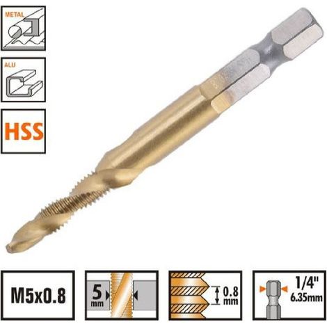 Punta For M5x0.8mm In Titanio Hss With Metal Filetaining 57211 (1/2)