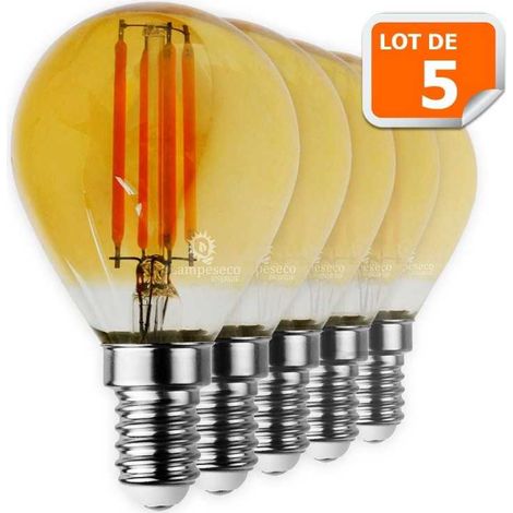 Lot de 5 Ampoules Led Filament forme G45 4 Watt (éq 42 watts) Culot E14 (1/3)