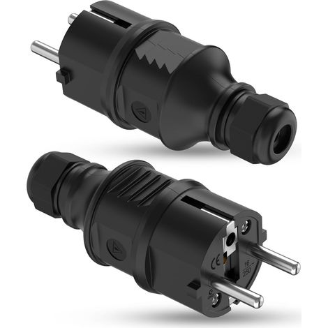 Fiche male Prise electrique, 2 Pièces Prise electrique male 250 V 16 A, Fiche male IP44 Étanche Prises D'alimentation de contact de protection pour Câble Intérieur et Extérieur (1/4)