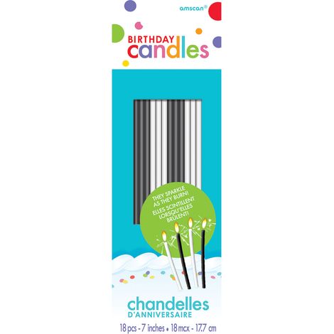 Bougies scintillantes blanches et noires, 17,7 cm, 18 pièces.
