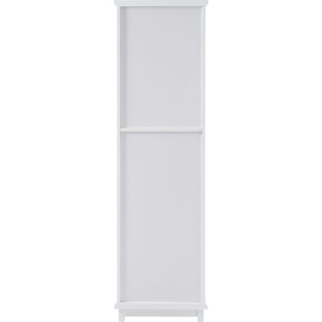 Armario de baño blanco 45 x 36 x 160 cm con puertas de vidrio, 2 cajones y baldas regulables (1/5)
