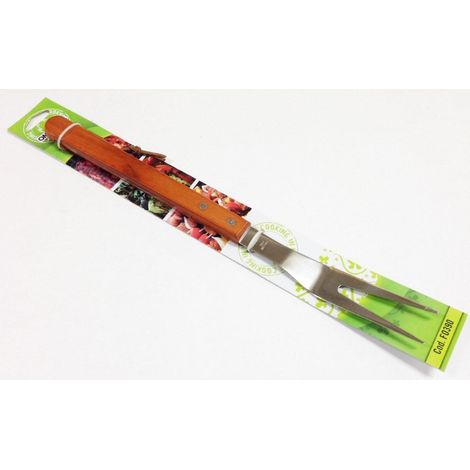 FORCHETTONE FORCHETTA CM 40 MANICO LEGNO PER CARNE PESCE BARBECUE BRACE CUCINA (1/2)