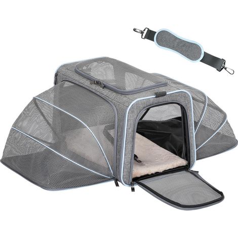 Sac de transport pliable pour chat et chien, extensible, gris L (1/5)