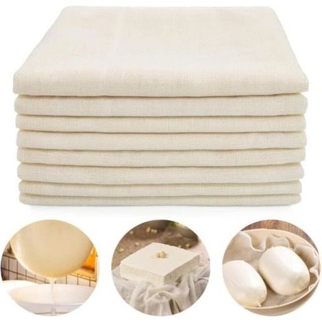 8Pcs Étamine Alimentaire Filtrant Tissu Étamine Non Blanchi Toile à Passoire Cuisine Lavable Mousseline Alimentaire à 50 x 50cm