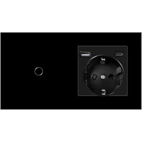 Interrupteur D'éClairage Avec Prise EncastréE - Interrupteur Tactile Avec Prise Schuko - 20 W Usb-C - Charge Rapide Avec Pd3.0/Qc3.0 + Protection Contre Les Surcharges - Interrupteur Tactile (1