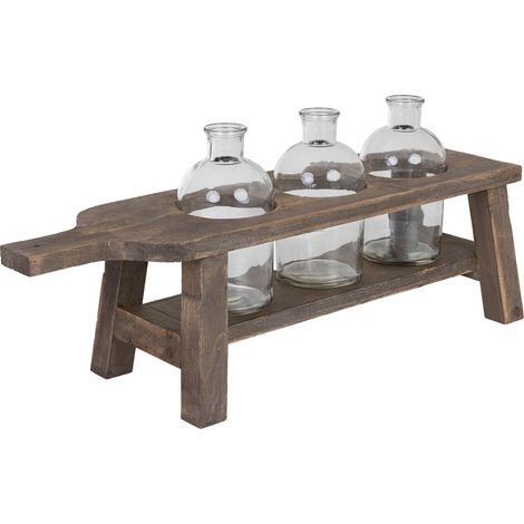 Jarrones con soporte de madera marrón 65x21.5x28.5h cm (1/5)