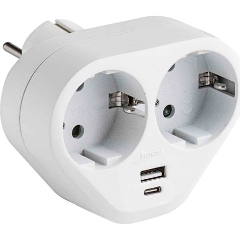 Famatel Adaptador 1322 Doble TT C/USB 16A-250V