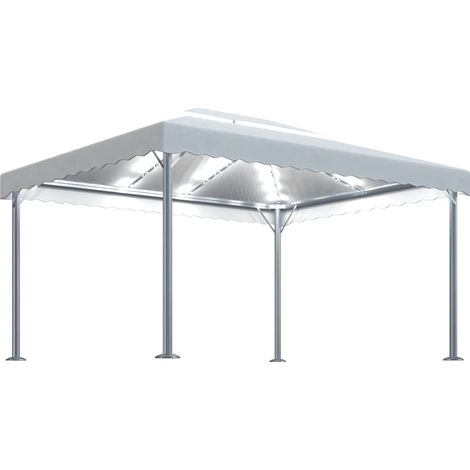 Gazebo with LED String Lights 400x300 cm Cream Aluminium vidaXL