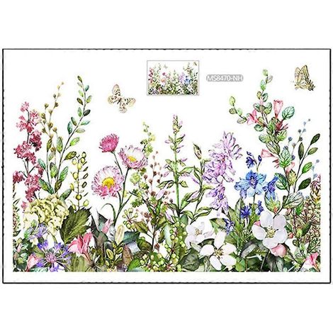 Autocollants muraux pour toilettes, salle de bain, fleurs et papillons, pour la décoration des murs