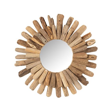 Miroir rond 55 cm en bois flotté naturel (1/4)