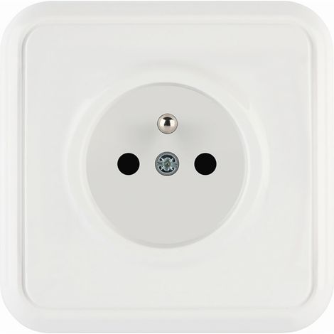 Prise murale blanche simple avec mise à la terre, 1 pièce. (1/2)