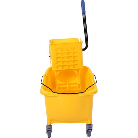 Seau de vadrouille Commercial 32L, nettoyage de sol avec essoreuse à pression latérale et roues pour espace industriel de bureau de Restaurant (1/5)